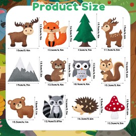 Graplan Sewing Kit for Kids, Animal Shapes Felt Sewing for Children Aged 6 and up, Felt Forest Animals Craft Set, Animals Sewing Kit, Sewing Kits for Children DIY Art Craft for Cuddly Toys, 12pcs