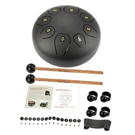 Levemolo Large Black Ethereal Tongue Drum XB06 Portable Percussion Instrument for Beginners Includes Mallet for Meditation and Yoga