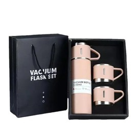 Juego de frascos al vacio, botella de agua aislada con 3 taza de regalo, botella de agua térmica para bebidas frías y calientes, botella de agua reutilizable de acero inoxidable, Vacuum flask set