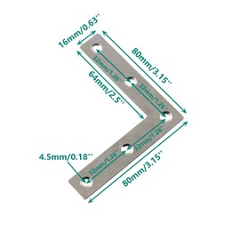 10 Pack Repair Mending Bracket Plate,ULIFESTAR Stainless Steel L Shape Flat Corner Brace Bracket for Wood,Metal Fixing Joining Bracket Support Brace for Shelves,Furniture and Cabinet 10 Pack(80x80mm)