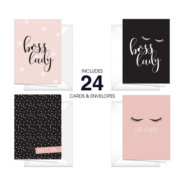 Boss Lady Note Cards / 24 Count (6 of Each Design)
