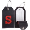 Casmonal Initial Leather Luggage Tag Travel Bag Tag Fully Bendable