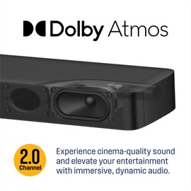 Westinghouse Sound Bar for Smart TV, 2.0 Compact Soundbar with Dolby Atmos and Digital Plus, 120W Surround Sound System for TV, Home Theater Audio, Bluetooth, Easy Setup, Roku TV Ready - Black