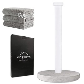 Paper Towel Holder Countertop, Standing Paper Towel Roll Holder for Kitchen Bathroom, with Weighted Marble Base for One-Handed Operation (White), White Paper Towel Holder, Marble Paper Towel Holder.…