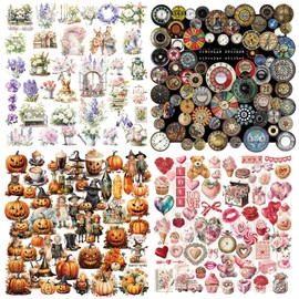 CATaireen Vintage Junk Journal Items Die Cut Cutout Translucent Paper Stickers Art Aesthetic Scrapbook Kit Clear Back Decal Travel Journaling Diary Stuff Collage Supplies (221pcs Mixed Style)