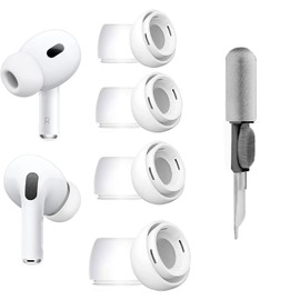 Replacement Ear Tip for AirPod Pro 2nd/1st Generaiton, Earbuds Caps Covers Earbuds Tips Ear Gel Silicone Eartip 4 Pairs with Cleaner kit, XS/S/M/L 4 Size 4 Pairs, White ywkitw4