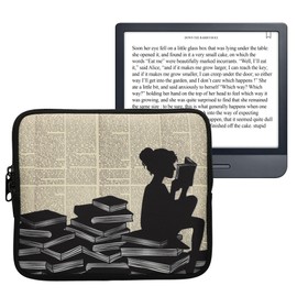 kwmobile Case for eReader Neoprene Protective Case for Reading Woman Black Beige Inner Dimensions