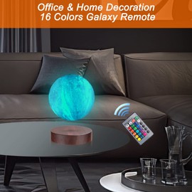 DIDWI Levitating Moon Lamp, Magnetic Floating Galaxy Moon Light with 16 Colors LED Lighting, Spinning 3D Moon Lamp Rotating Night Lights for Room Decor, Office Desk Toys, Creative Gifts