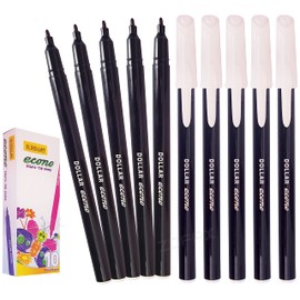 DOLLAR Econo Felt Tip Colouring Pens – Colour Write Draw Sketch Everyday Pens (10 x 0.5mm BLACK Felt Tip Pens)