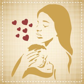 Mother Stencil 11.5 x 14 cm (M) Reusable African Mom Baby Child Boy Girl Wall Stencil