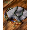 Bivei 108 Mala Beads Necklace 7 Chakra Semi-Precious Healing Gem