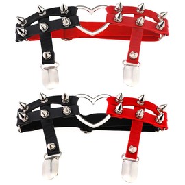 Adjustable Leg Garter With Anti-Slip Clips Elastic Thigh Ring Garter Kawaii Punk Rock Cute for Women