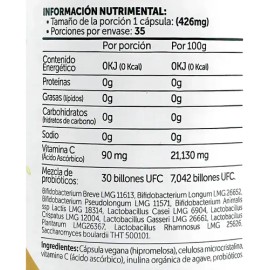 Bioflora Probióticos Prebióticos 30 Billones UFC 35 Cáps Veganas                                                                                      