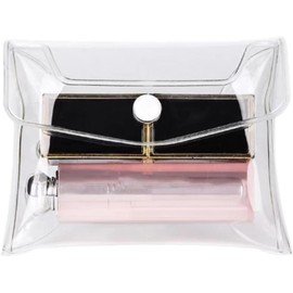 ZGLUZP Clear Mini PVC Makeup Bag Small Plastic Cosmetic Organizer Bag Pouch with Snap Closure for Vacation Travel, Bathroom and Organizing Makeup Bag