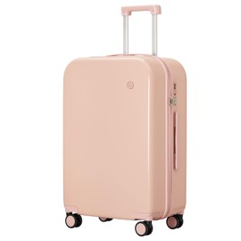 mixi Luggage Suitcase with Spinner Wheels, Hardside Rolling Suitcase PC with Cover & TSA Lock Lightweight Travel Case 24in Checked in, Pink