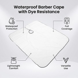 Yinhing Capa de Barbería, Capa Impermeable Resistente Al Tinte, 160 X 140 Material de Poliéster, Barrera contra Agua y Tintes, Corte y coloración.