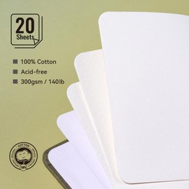 LIGHTWISH Watercolour Sketchbook, 100% Cotton Cold Press Watercolour Paper Journal 13 x 9.5 cm, 20 Sheets 300gsm, Acid-Free Paper for Watercolor, Gouache, Acrylic