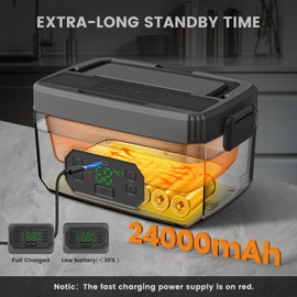 GalhanEhe New Upgrade Cordless Electric Lunch Box - 24000mAh High-Capacity Rechargeable Heated Lunch Box, 1.6L Extra-large Capacity Portable Self-Heating Food Warmer for Adults, Men & Women