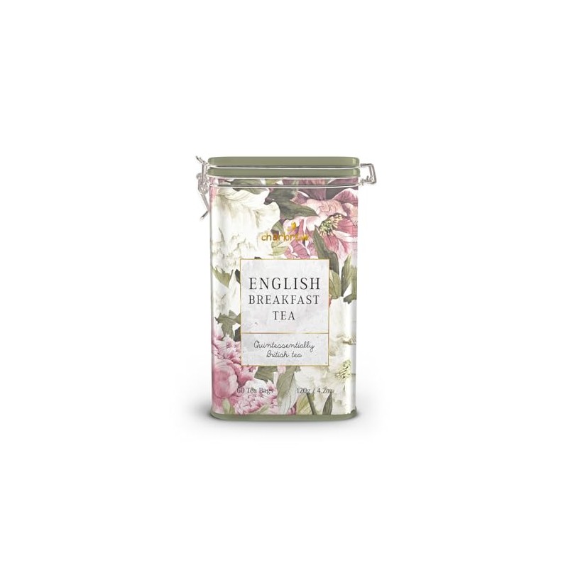 Charbrew Spring Floral English Breakfast Metal Tea Tin Caddy Gift