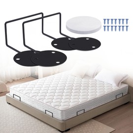 SNOMEL 2 Pieces Metal Mattress Retainer Bar Bracket, Non Slip Mattress Gripper to Keep Mattress from Sliding, Mattress Slide Stopper for Adjustable Beds Bedroom Frame (Black)