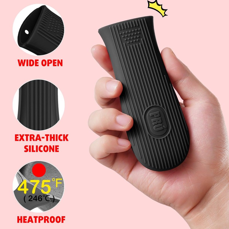 Cbiumpro 2-Pack Cast Iron Handle Cover, Silicone Heat Resistant Hot