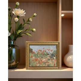 ARPEOTCY Vintage Gold Framed Wall Art, Retro Garden Shoals Sea Sky, 8x10 inch Small Canvas Prints Artwork with Antique Frame, Victorian Wall Paintings Decor for Living Room Bedroom Gallery Shelf