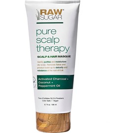 RAW SUGAR, Pure Scalp Therapy, Mascarilla Capilar para Cuero Cabelludo y Cabello, con Carbón Activado, Coco y Aceite de Hierbabuena, Prensado en Frío, Vegana, Libre de Sulfatos SLS y Parabenos, 198 ml