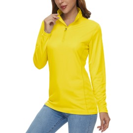 MAGCOMSEN Sun Shirt Running Shirts for Women Sun Protection Shirts for Women Workout Shirts for Women Runnig Shirts Women Rash Guard Yellow