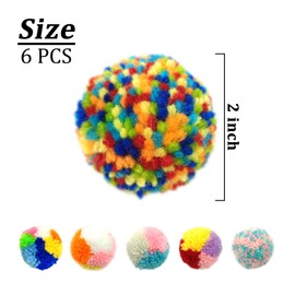 Andiker Cat Toy Ball, Kitten Toy, Colourful Yarn Balls for Indoor Cats, Interactive Play (Pack of 6)