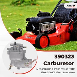 NIMTEK 390323 Carburetor with Ignition Coil for BS 394228 7HP 8HP 9HP 299169 170401 190412 170402 194412 Lawn Mower