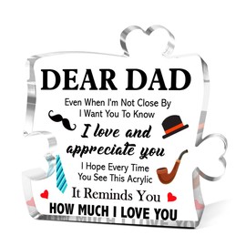 Dad Gifts,Appreciation Gifts for Dads Fathers Day Birthday Christmas,Unique Father Gift Ideas,How Much I Love You Acrylic Puzzle Piece Plaque