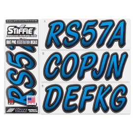 STIFFIE Whipline Blueberry/Black 3" Super Sticky Boat & PWC Registration Decals • Numbers Letters Stickers