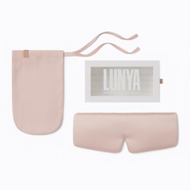 Lunya Sleep Mask with Box - Washable Silk Sleeping Mask and Headband for Beauty Routines - Thermoregulating Comfort - Delicate Pink - Small