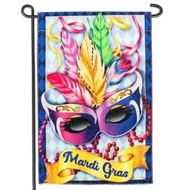 Mardi Gras Mask Garden Flag 12x18 Inch Double Sided Carnival Yard Outdoor Decoration(B)