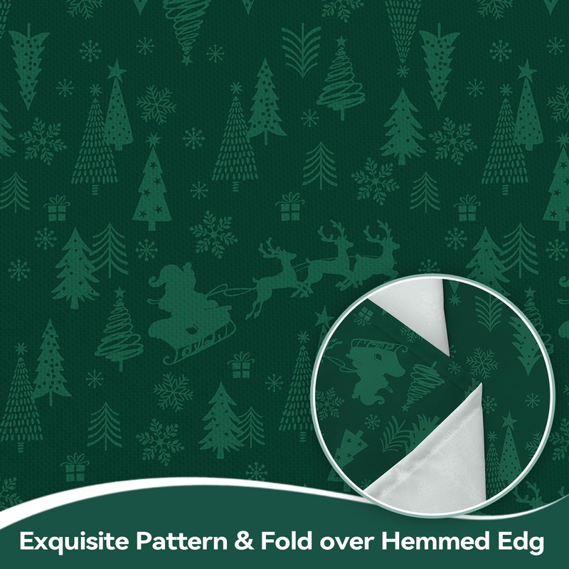 Christmas Santa Claus Deer Rectangle Table Cloth Green 60x84inch