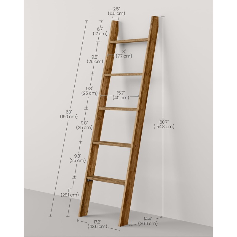 VASAGLE Blanket Ladder Decorative Farmhouse for The Living Room, 5-Tier