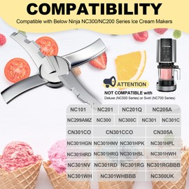 Outer Bowl Lid and 301 Paddle for Ninja NC301 Ice Cream Maker,Reusable Ninja Creami Replacement Accessories Compatible with Ninja NC299AMZ/NC301/NC300/NC201/NC101 Series