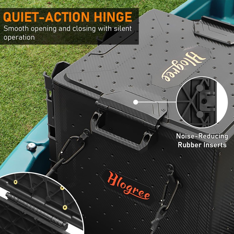 HLOGREE FlexCrate Kayak Fishing Crate with 4 Rod Holders, 13''x13''x13''