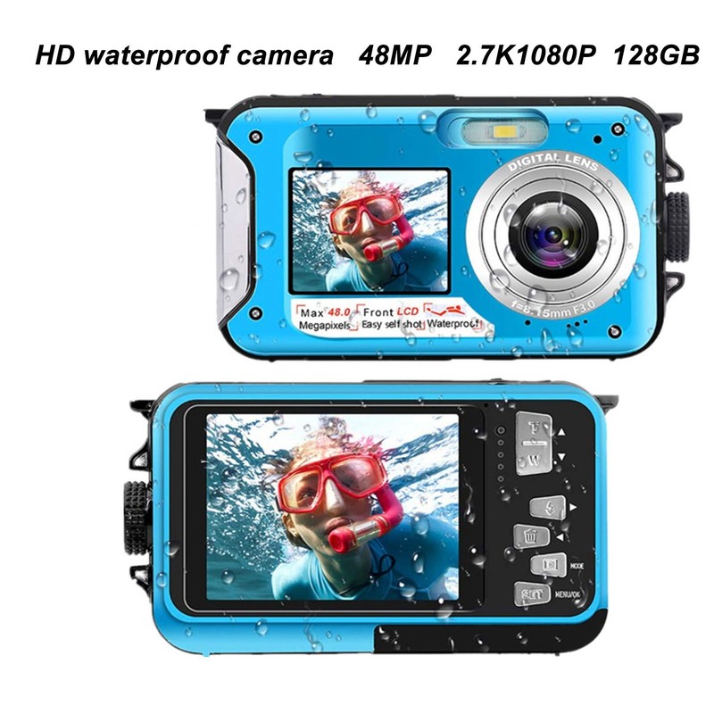 Full HD 2.7K 48MP 10ft Waterproof Underwater Digital Camera 16X