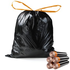 funest Small Drawstring Trash Bag,Easy to Tear and Pack,4 Gallon Garbage Bags,75 Counts