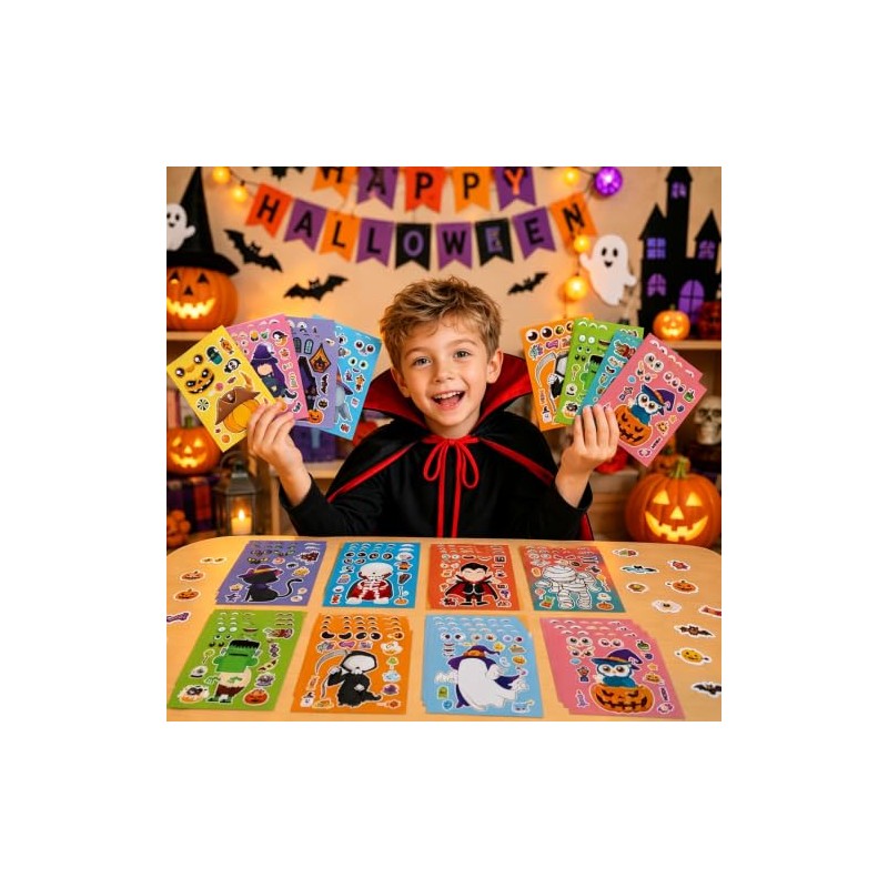 JeeLeeko 48pcs Pegatinas Halloween, Manualidades DIY