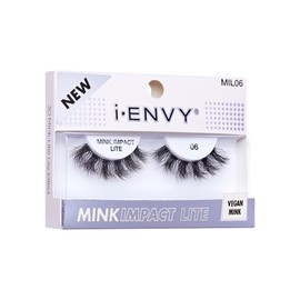 I-ENVY Mink Impact Lite - 100% 3D Mink-Like Vegan Lashes, Lightweight & Comfortable, Natural Fluffy, Invisible Band, All-Day Wear Undetectable False Eyelashes