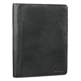 STILORD 'Roland' Genuine Leather Conference Folder A5 for Men and Women with Zip | Handy DIN A5 Format | Business Document Folder Leather, Obsidian Black, briefcase