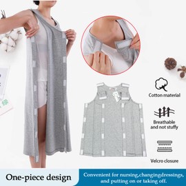 DURASIKO Post Shoulder Surgery Shirt,Sides and Full Arm Opening,Snap Open Tearaway Shirt,Soft Cotton Material,Chemo Clothing for Home Care/Post Surgery/Dialysis/Elderly/Fracture/Disability/Rehab