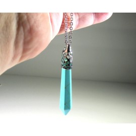 Inc Designs Jewelry Charged Canadian Natural Howlite Pendant, Dyed Green + Stainless Steel Chain