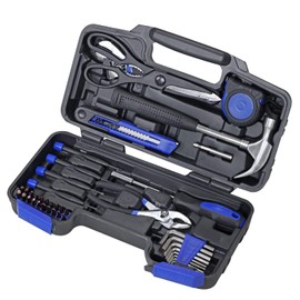 Torin 40 Piece Tool Set Household Repair Tool Kit with Plastic ToolBox, adjustable wrench, driver handle, linesman pliers, measuring tape, screwdriver bits, screwdrivers Set For Men Women, APK040TSM-2