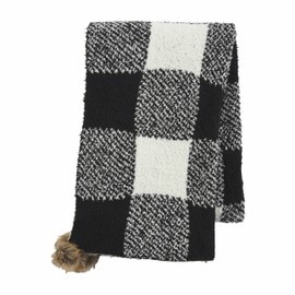 Mud Pie Buffalo Check Chenille Womens Scarf, One Size, White