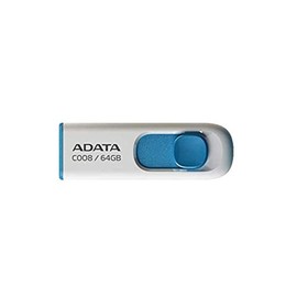 ADATA 64 GB Memoria Flash USB 2.0 Deslizable Color Blanco con Azul (Modelo C008)