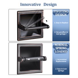 WZKALY Toilet Paper Holder 2 Pack, Recessed Pivoting Toilet Paper Holder Wall Mount Stainless Steel for Large Rolls in Bathroom (Oil Rubbed Bronze)