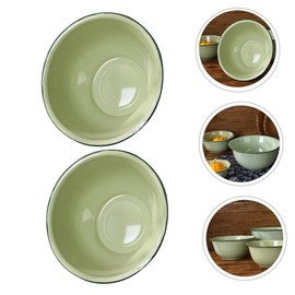 FUNOMOCYA Vintage Enamel Pot Storage Basin 2pcs Food Bowl Powder Dough Bowls Home Supplies Green